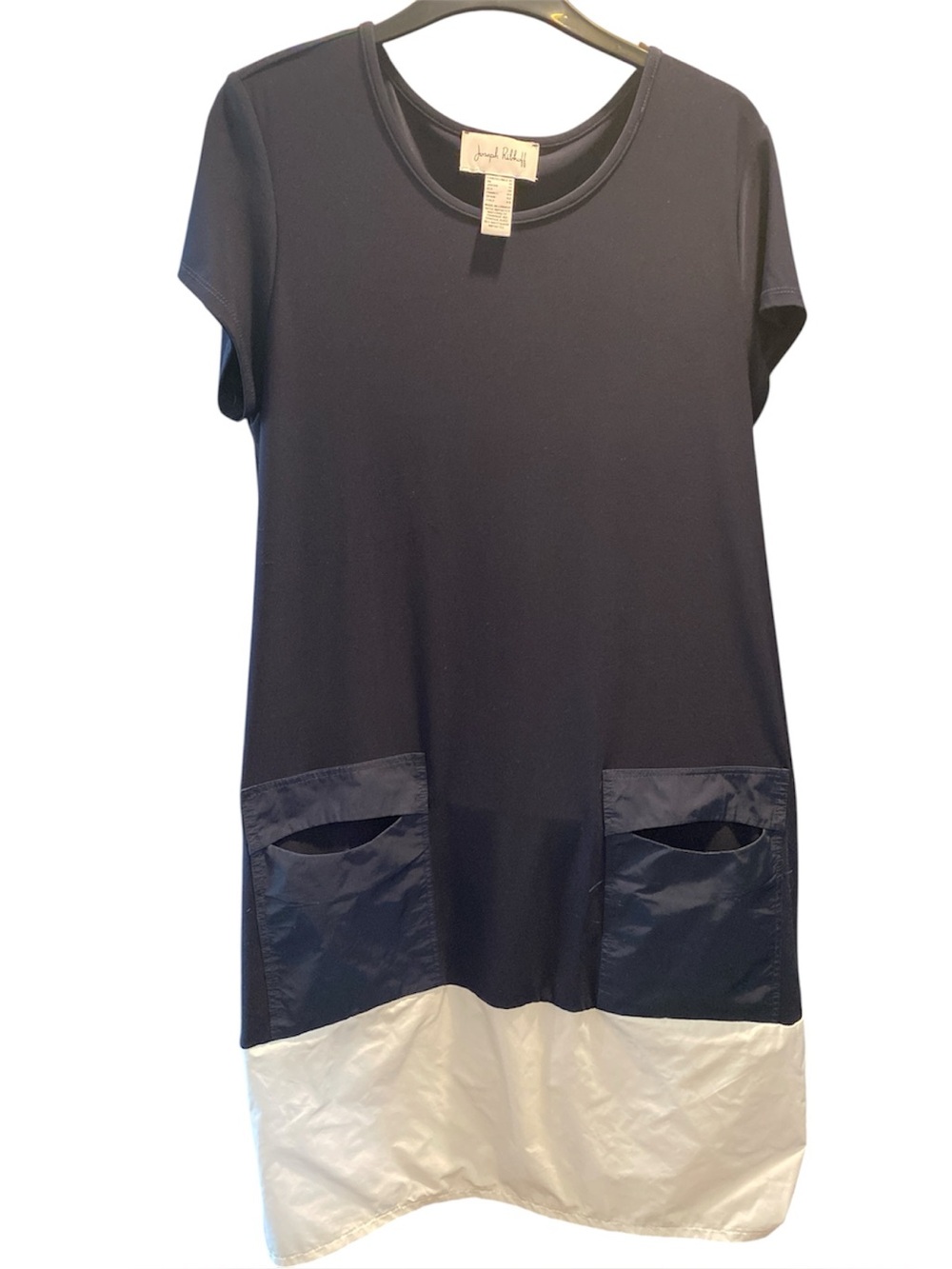 🇨🇦 Joseph Ribkoff Colour Blocked Navy & White Trapeze Dress Size 10 NWOT